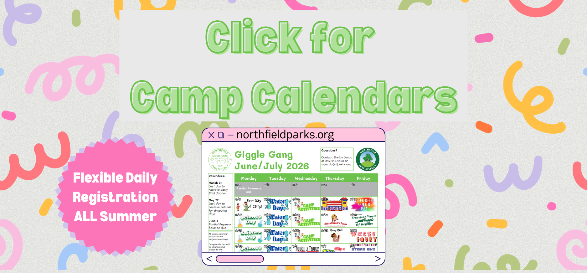 Summer 2026 Camp Calendars