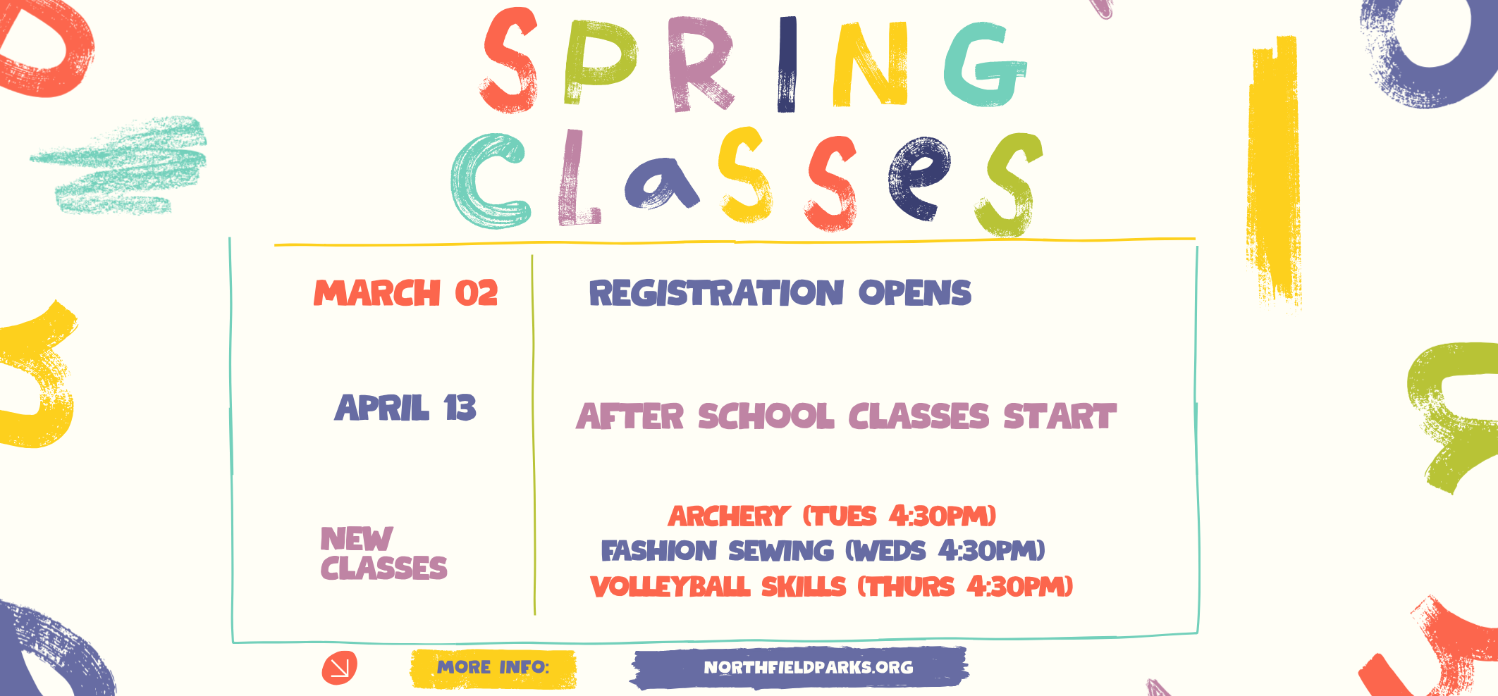 Spring Class Registration Open 3/2